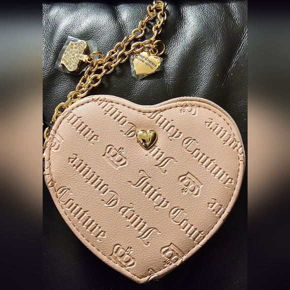 Juicy Couture Not Your Babe Heart Zip Around Wristlet Dusty Blush NWT - Picture 5 of 7